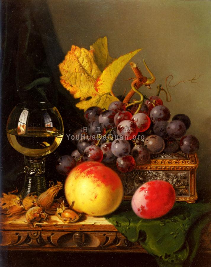 Still Life of Black Grapes - 爱德华·拉德尔